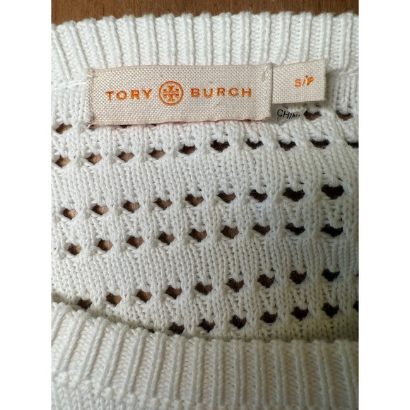 Tory Burch White Cotton Open Knit Sweater  Size Small - Picture 4 of 6